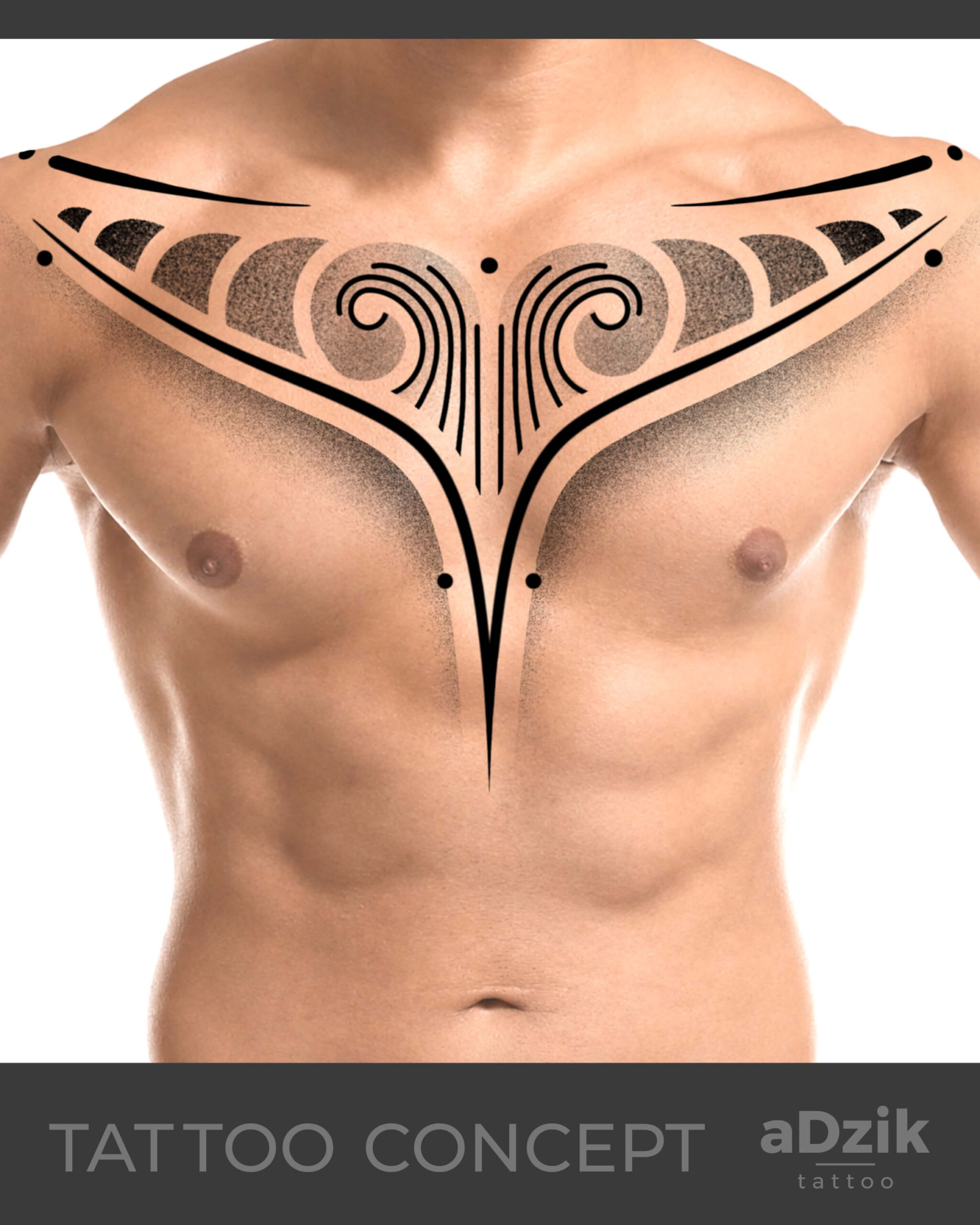 wizualizacja projektu T155 tattoo projekt tatuażu klatka piersiowa męska